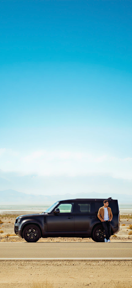 Desert landscape with white SUV - Good Neighbor Cars dealership